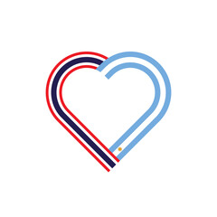 unity concept. heart ribbon icon of thailand and argentina flags. PNG