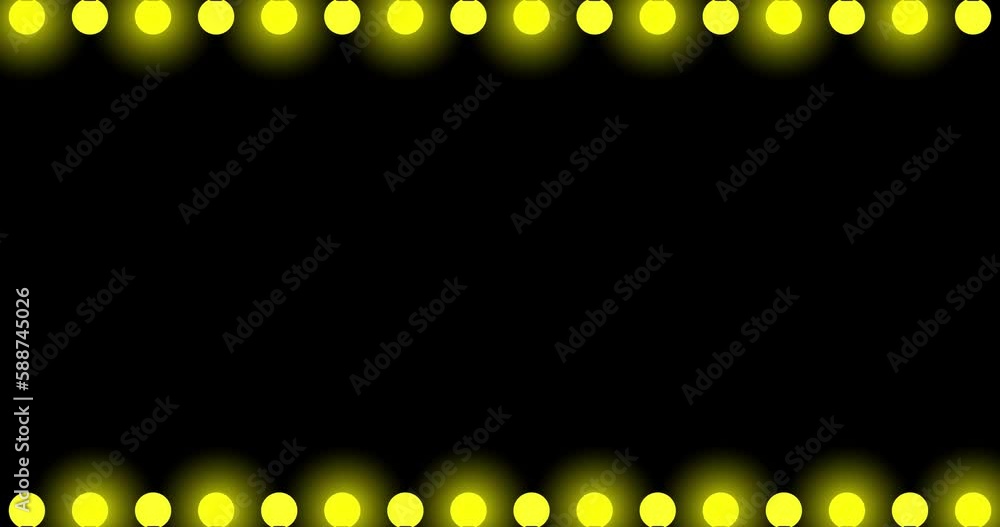 Poster yellow bulbs animating randomly up and down the shot. animated overlay on black background. backgrou