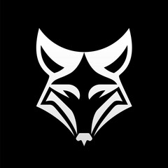 An illustration of an outline of a fox head symbol, isolated on a black background