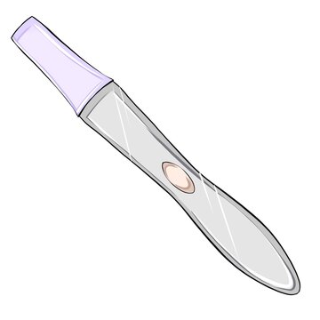 Illustration of pregnancy test kit in light grey and purple