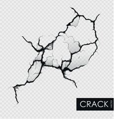 crack on the wall with broken pieces