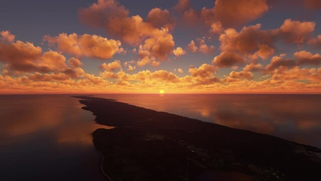 Sunset Aerial View of Bay of Fundy; Nova Scotia. Canada