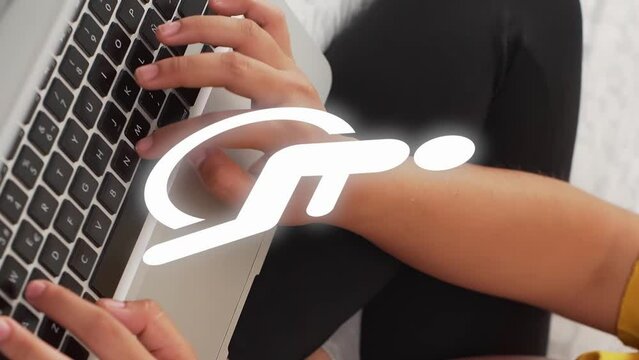 Handicap symbol by hand on computer keyboard, vertical motion graphics