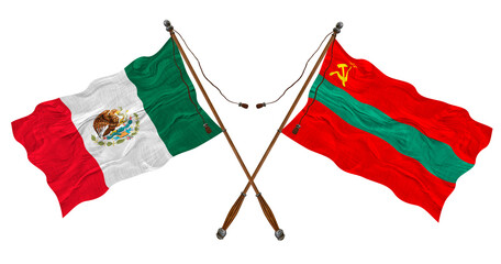 National flag  of Transnistria and Mexico. Background for designers