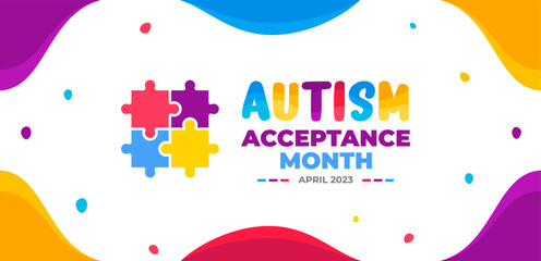 Autism Acceptance Month background for banner design template celebrate in April.