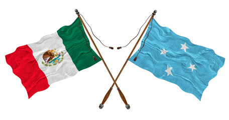 National flag of  Micronesia  and Mexico. Background for designers