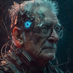 Generative AI, Generative, AI, AI old man futuristic - obrazy, fototapety, plakaty