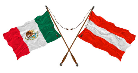 National flag of Austria and Mexico. Background for designers