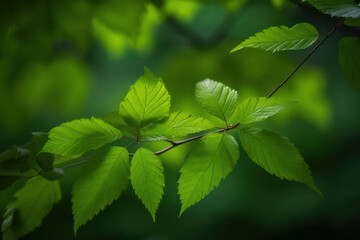 Fototapeta na wymiar Green Leaves Against Natural Green Background