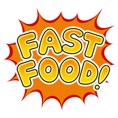 Fast food word comic book pop art PNG illustration with transparent background