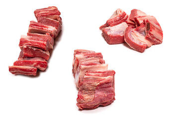 Raw beef ribs isolated on white background.