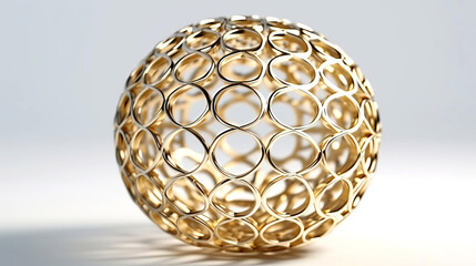 3d sphere golden grid golden geometric element.