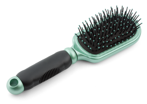 Plastic hairbrush isolated on transparent background