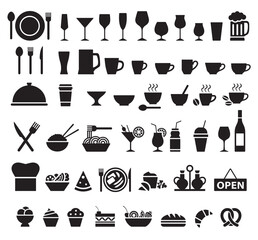 Vector restaurant silhouette icons set 3 - 588749673