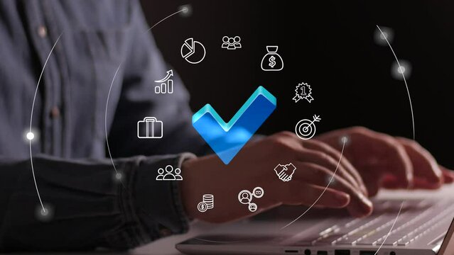 businessman working with computer. Finance and business concept. Investment graph and rows growth of coins on table. Concept of investing and financial managemen Space for text.Close up