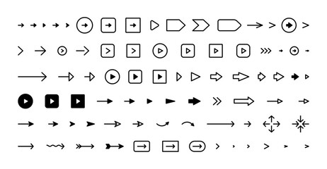 small simple arrow set. Vector isolated minimal arrow. symbol. Tiny arrows no background - obrazy, fototapety, plakaty