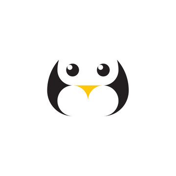 cute funny little baby penguin logo vector clipart