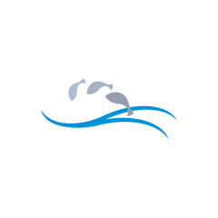 jumping fish logo vector clipart