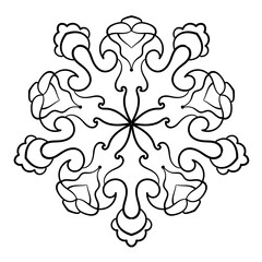 Circular pattern. Decorative mandala. Elegant ornament in ethnic style. Coloring book page. Doodle background.