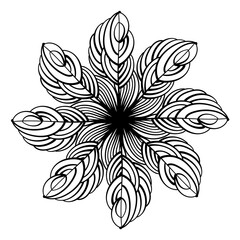 Circular pattern. Decorative mandala. Elegant ornament in ethnic style. Coloring book page. Doodle background.