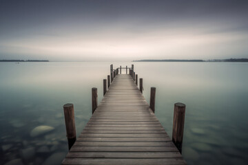 Obraz premium Serene Jetty on a Quiet Body of Water