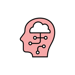 Human head with cloud and neural connections. Artificial Intelligence.