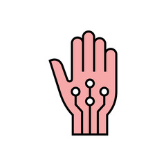 Robotic hand. AI concept. Artificial Intelligence. Line coloured vector icon.