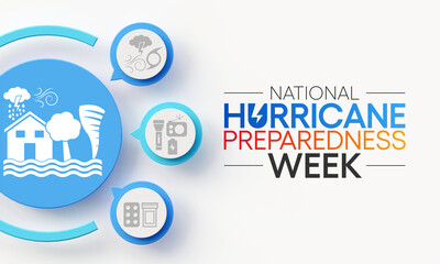 Hurricane preparedness week is observed every year in May. is a effort to inform the public about hurricane hazards and to disseminate knowledge which can be used to prepare and take action. 3D Render