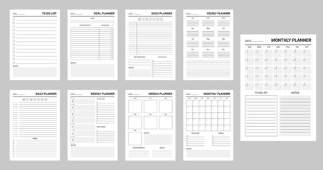 Work and education monthly, week planner schedule