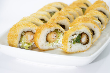 delicious tempura sushi with varieties of ingredients