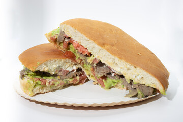 delicious churrasco sandwich, with tomato, avocado mayonnaise