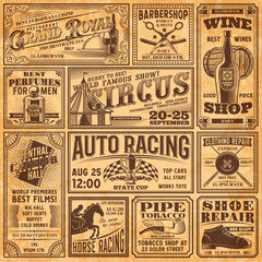 Vintage newspaper banners, old advertising page © Vector Tradition