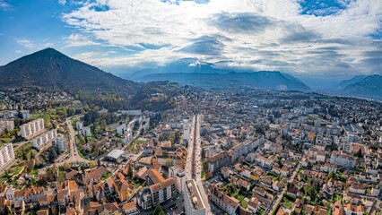 Voiron vue de drone, Isère, Auvergne-Rhône-Alpes, France