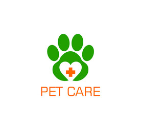 Pet clinic icon, animal care veterinary, paw heart