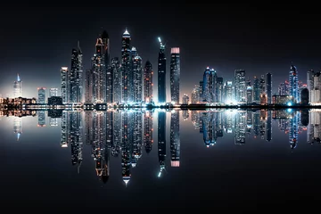 Foto op Aluminium Dubai Marina at night, UAE © Stockbym