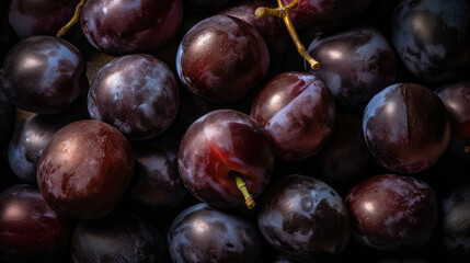 Fototapeta premium plums on the table created with Generative AI technology