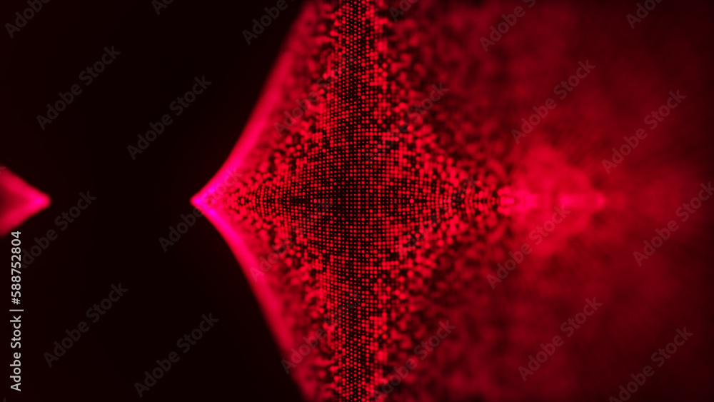 Poster digital technology background. wave of glowing points. futuristic background for presentation design