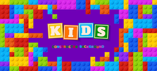 Kids zone background of brick blocks constructor