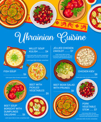 Ukrainian cuisine menu, food for lunch and dinner