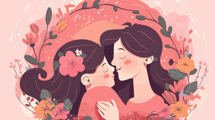 Mother's day vector illustration. Mother with child.