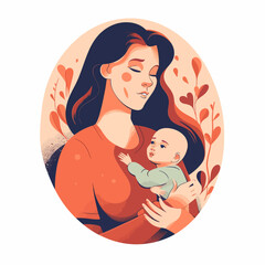 Mother's day vector illustration. Mother with child.