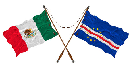 National flag of Cape Verde  and Mexico. Background for designers