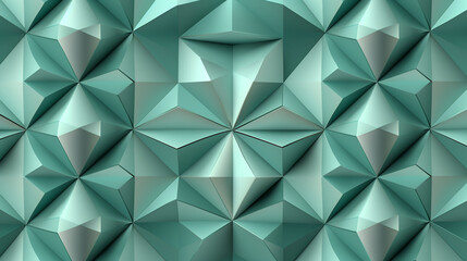 abstract background with triangles of turquoise color, symmetrical, generated by AI