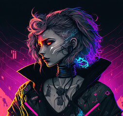 Girl in cyberpunk style