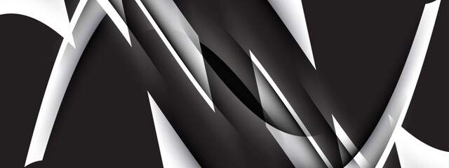 Black and white color background. 3D geometric background.