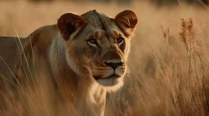 Majestic Lion in their Natural Habitat. Generative AI