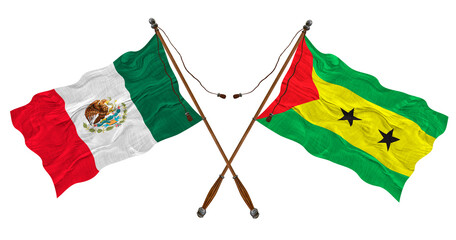 National flag of Sao tome and principe and Mexico. Background for designers