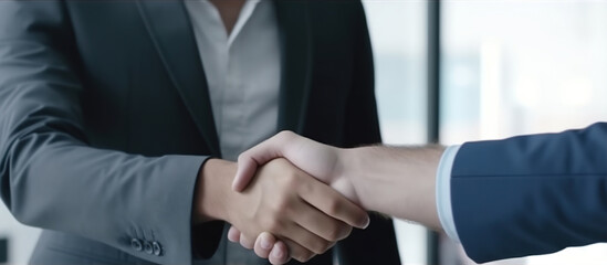 Businessman handshake for teamwork of business, successful negotiate, partnership and business deal concept