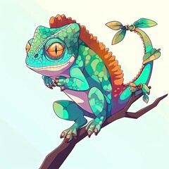 Chameleon on a stick - Illustration