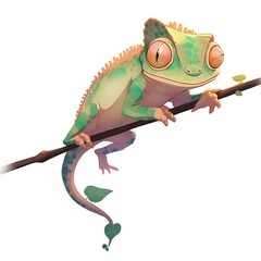 Chameleon on a stick - Illustration